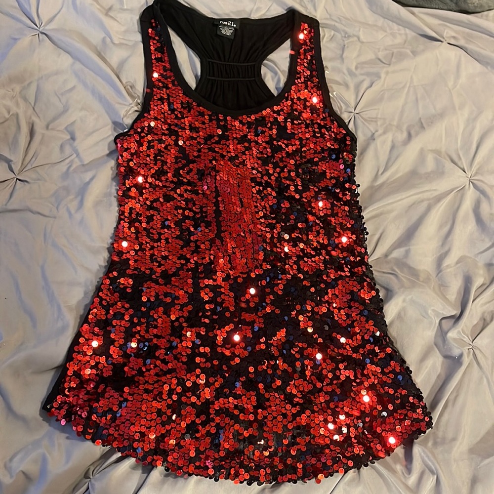 Rue 21 Black & Red Sequin Top